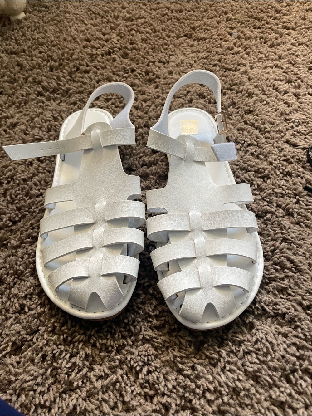 White Fisherman Sandals - faux leather